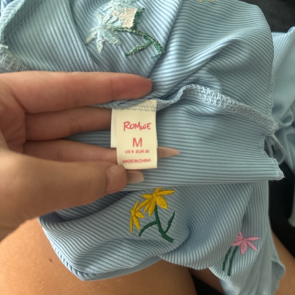 ROMWE Blue Embroidered Cardigan - Picture 4 of 4